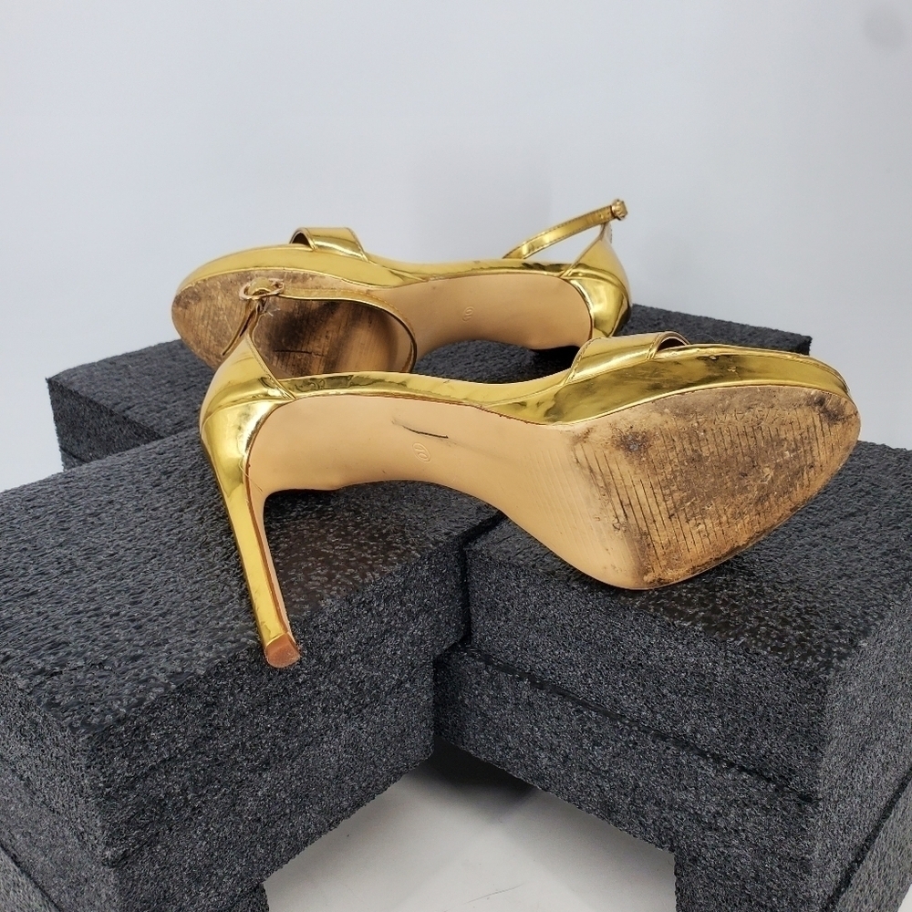 Liliana Metallic Gold Ankle-Strap Stiletto Heels - Picture 11 of 13
